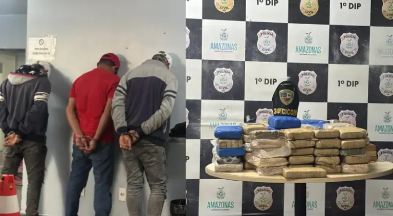 Trio é preso com mais de 100 tabletes de skunk vindos de Coari para Manaus