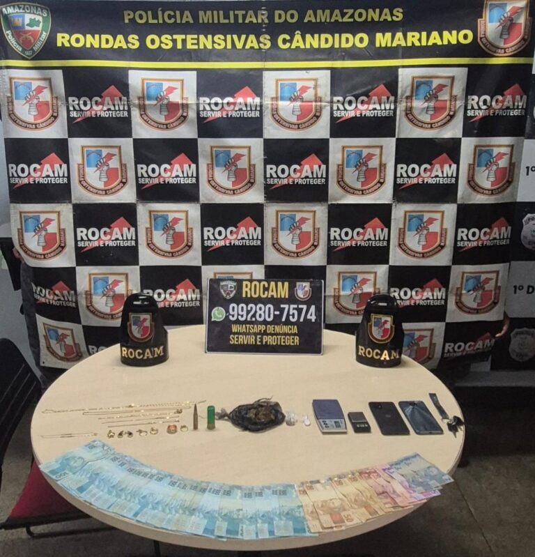 ROCAM prende dupla após sequestro de empresário e apreende drogas, joias e dinheiro em Manaus